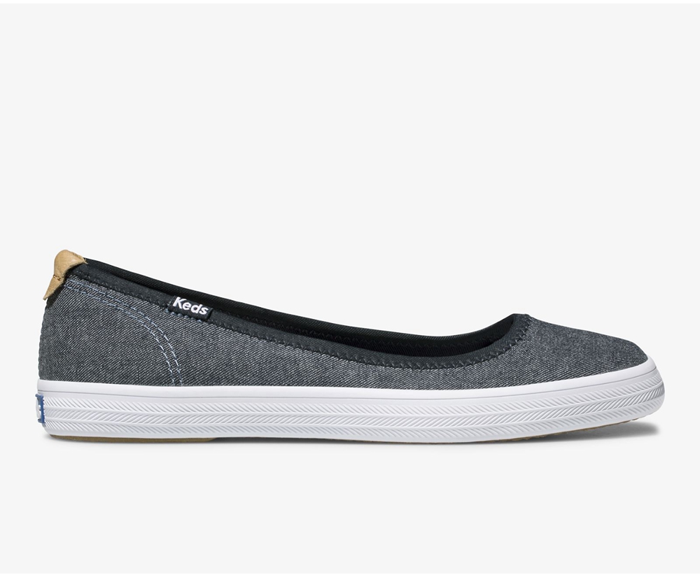 Slip On Γυναικεια - Keds Bryn Chambray - Σκουρο Μπλε - XYZTO8942